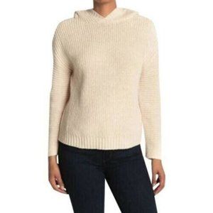 Abound Size M Womens Cozy Ribbed Knit Hoodie In Beige Oatmeal Light Heather